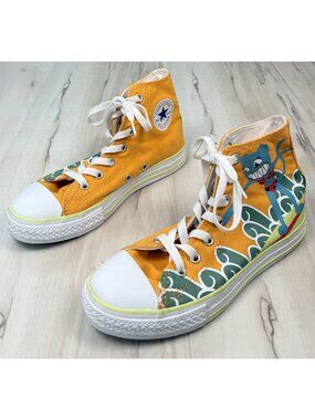 CONVERSE All-Star Chuck Taylor Kids Youth US 2 Orange Surfing Cat Hi-Top SHOES